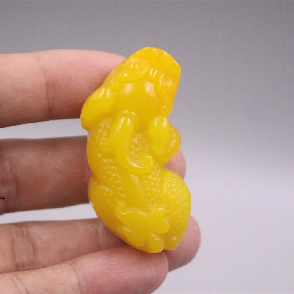 Real Natural Yellow Jade Jadeite Men Women Lucky Pixiu Pendant