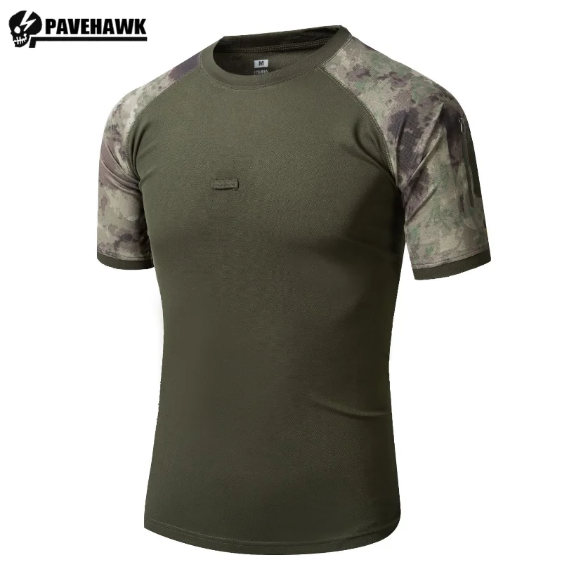 Python Pattern Camouflage Tactical T-shirt Mens Quick Drying Outdoor Training Combat Short Sleeved Tops Hunting Sports Tees