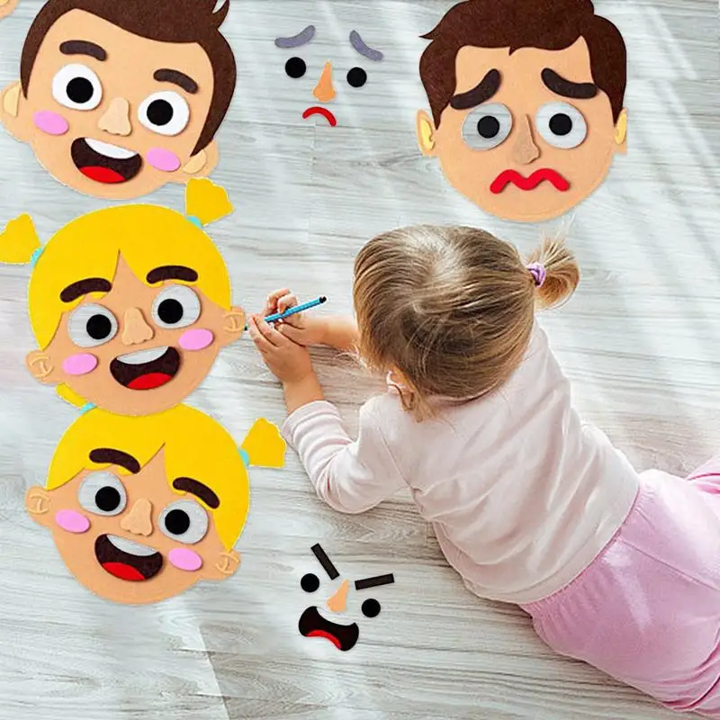 Social Emotional Learning Toys Multiplayer Felt Stickers Kit Game Non-woven Fabric Children's Expression Facial Feature stickers