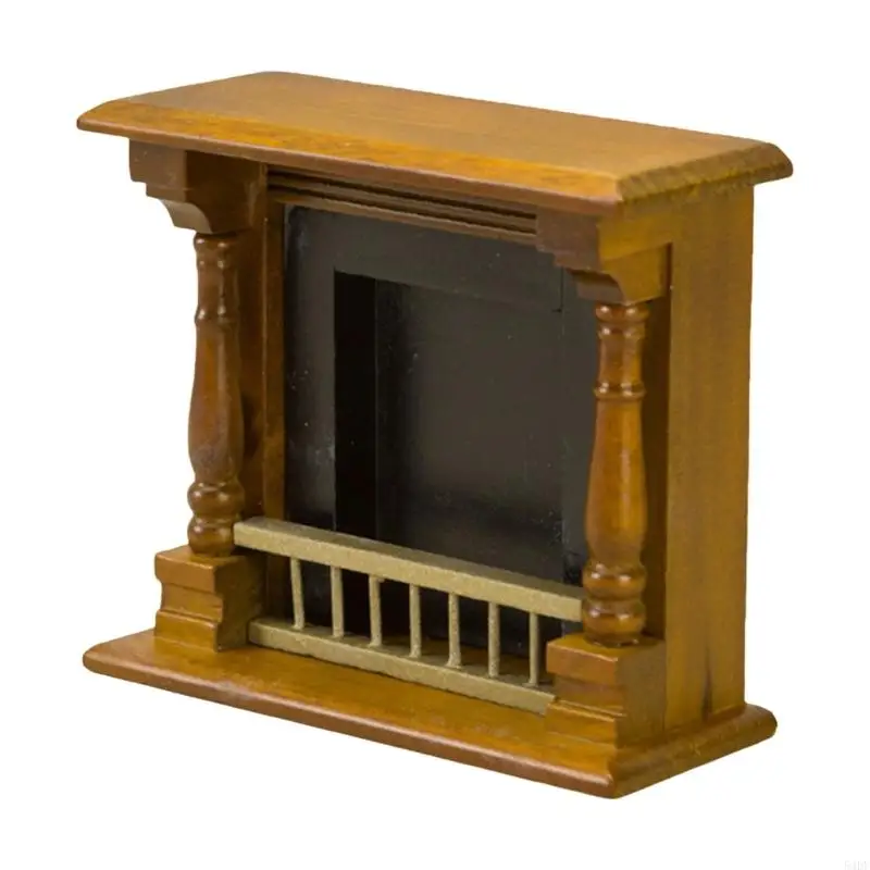 

54DF Realistic Walnut Color Mantel Fireplaces Vintage Zakka for 1:12 Doll House