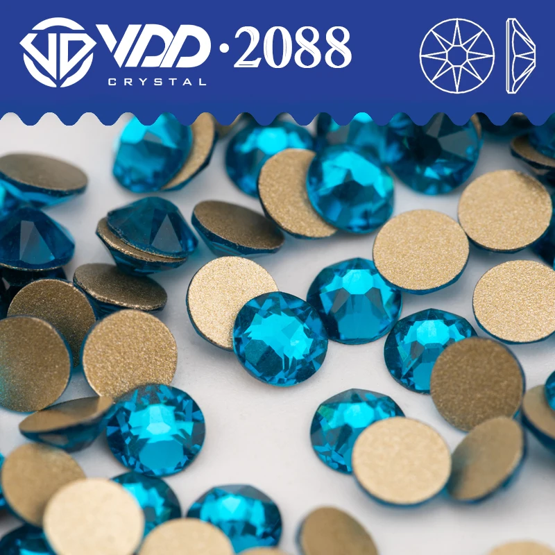 VDD 025 Indicolite SS16-SS30 2088 kryształki górskie wysokiej jakości AAAAA 8 duże 8 małe płaskie akcesoria do paznokci do rękodzieła