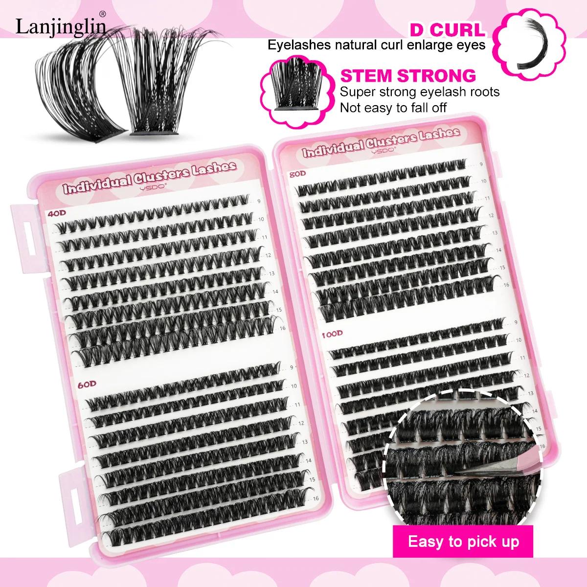 New Individual lashes Set Natural Long DIY Cluster Lashes Kit with Glue and Tweezer Extensions Eyelashes Make up Tools Faux Cils