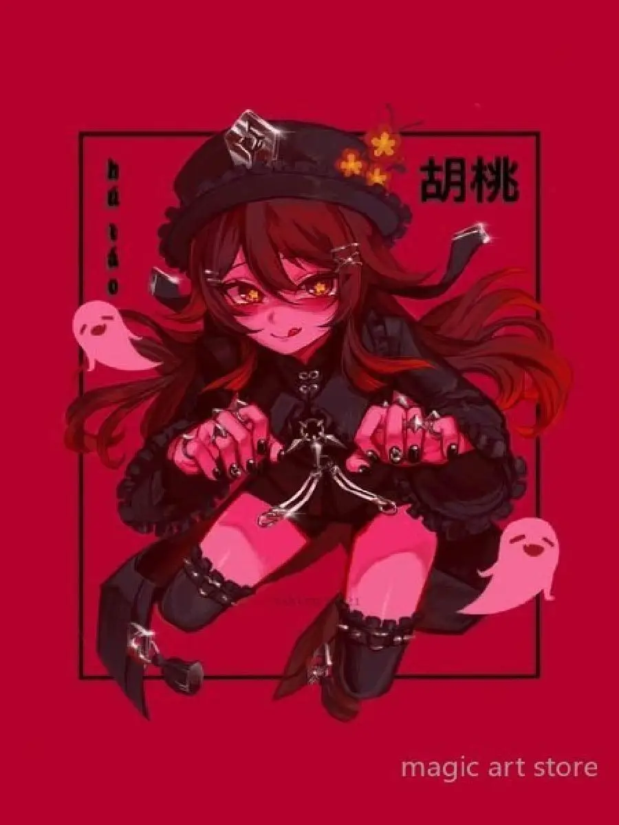 جينشين تأثير قماش جدار الفن شياو Zhongli هو تاو أنيمي ملصق لديكور المنزل