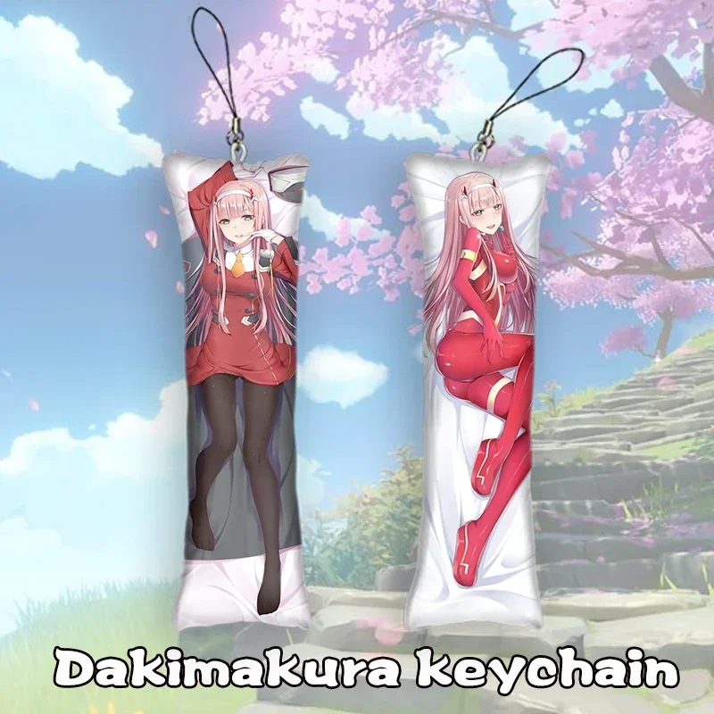 

FashionDarling In The Franxx Dakimakura Keychain Double Sided Zero Two Key Chain Mini Phone Ornament Cpsplay Anime Keychain