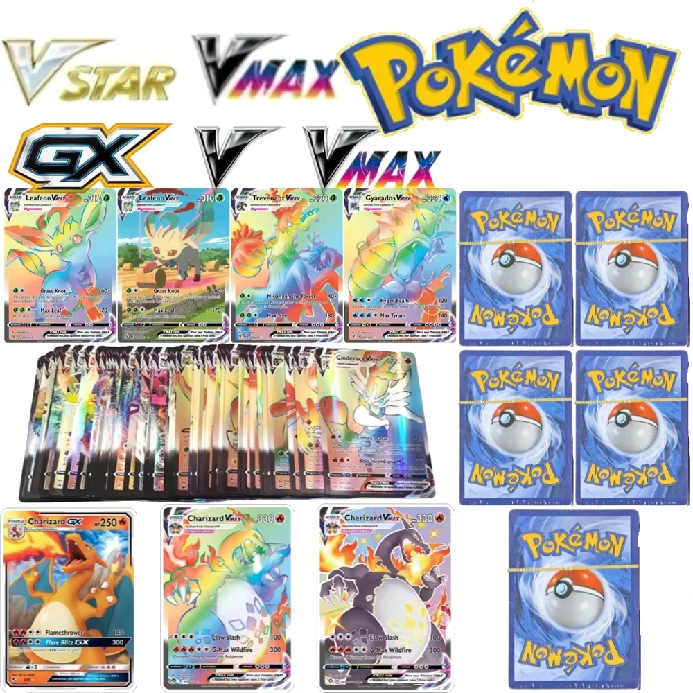 

1 коробка/100 шт. карты покемонов V GX VMAX TAG TEAM V GX Rayquaza/Gengar/Leafeon/Blaziken/-VMAX коллекционные карты настольные игры игрушки подарки