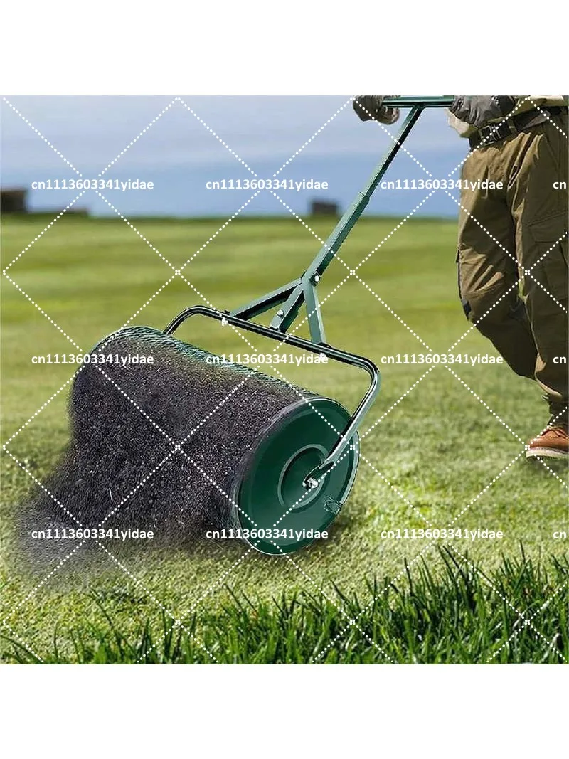 Dripping drum peat moss spreader, suitable for planting and sowing, durable lightweight metal mesh spreader, used for lawns