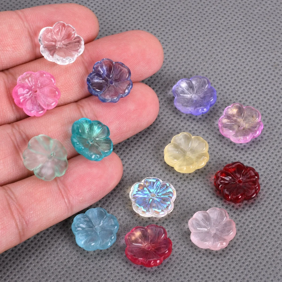 10 stücke 15mm Blumen form handgemachte Lampwork Glas lose Perlen für Schmuck machen DIY Handwerk Ergebnisse – Detail 3