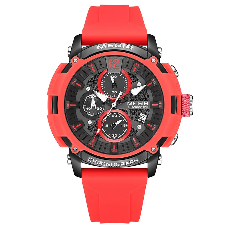 Round Business Silicone Strap Watch Men's Three Eye Six Hand Waterproof Calendar Outdoor Quartz Alloy Case Wristwatch