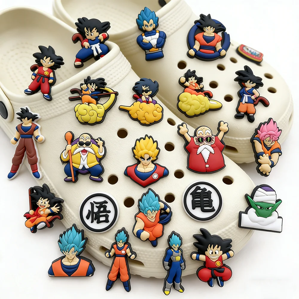 

22 шт. Декоративные шармы для обуви серии Dragon Ball, аксессуары для украшения обуви, для кроксов, сабо, сандалий, декоративные пряжки, унисекс, подарок