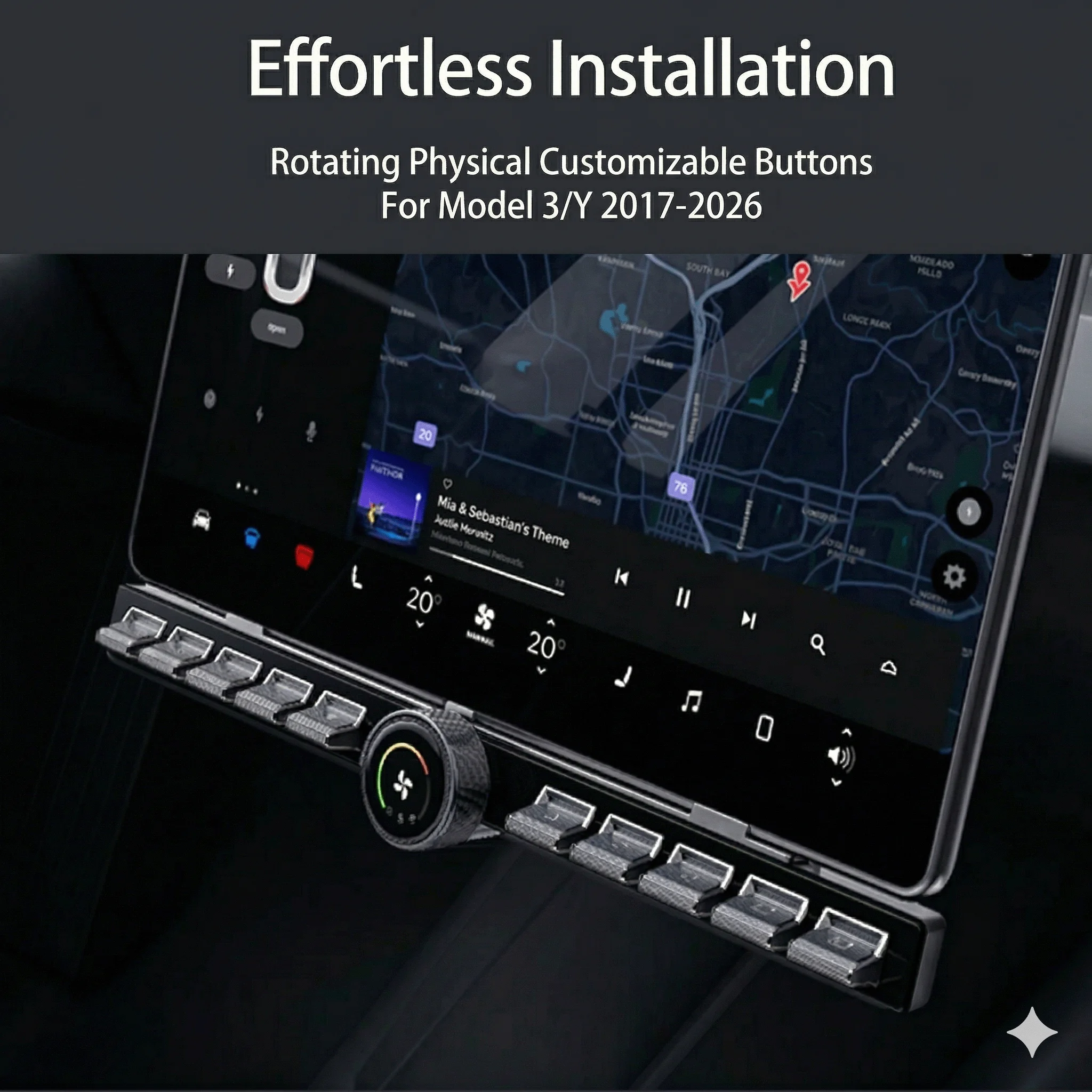 Новейшие многофункциональные интеллектуальные вращающиеся кнопки с физическими настраиваемыми элементами управления 3.0 для Tesla Model 3 Highland и New Y Juniper