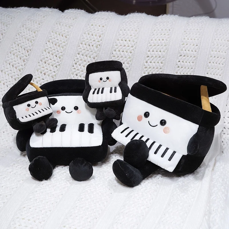 Cute Grand Piano Plush Toy, Cartoon Musical Instrument Stuffed Doll  Soft Piano Character Plushie for gifts.
