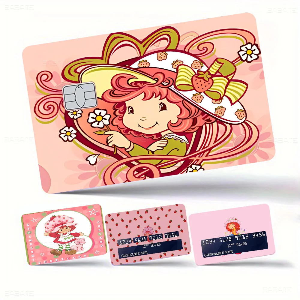 Strawberry Shortcake 2024 Anime Cartoon Skin Stickers Film Tape Case For Big Credit Debit Card Front Side