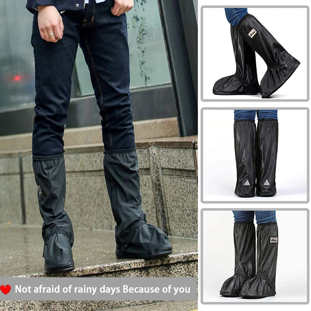 Waterproof Rain Shoe Cover with Reflector Reusable Non-Slip Boot Covers Woman Man Cycling Shoes Protectors For Rainy Snowy Day
