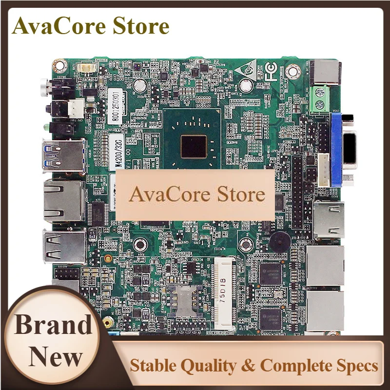 AvaCoreCheap Price Nano Itx Motherboard With CPU N4200 HDMI VGA LVDS/EDP Display Ports 2*LAN 4*USB DDR3 RAM MSATA SSD 1*RS232
