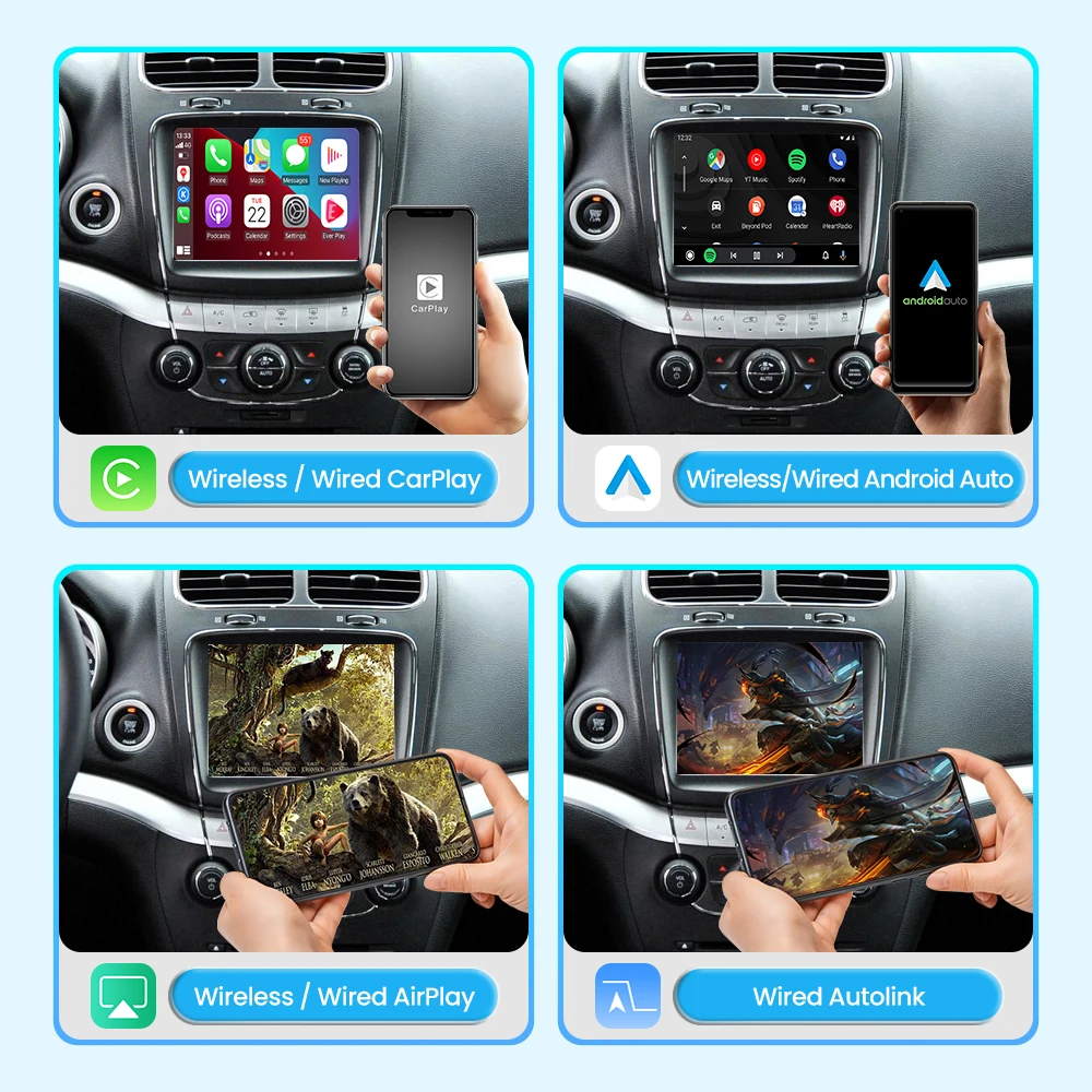 2025 JoyeAuto Módulo Apple CarPlay Sem Fio Para Dodge Journey 2013-2016 Android Auto Mirror-Link AirPlay OEM Caixa de Atualização de Tela