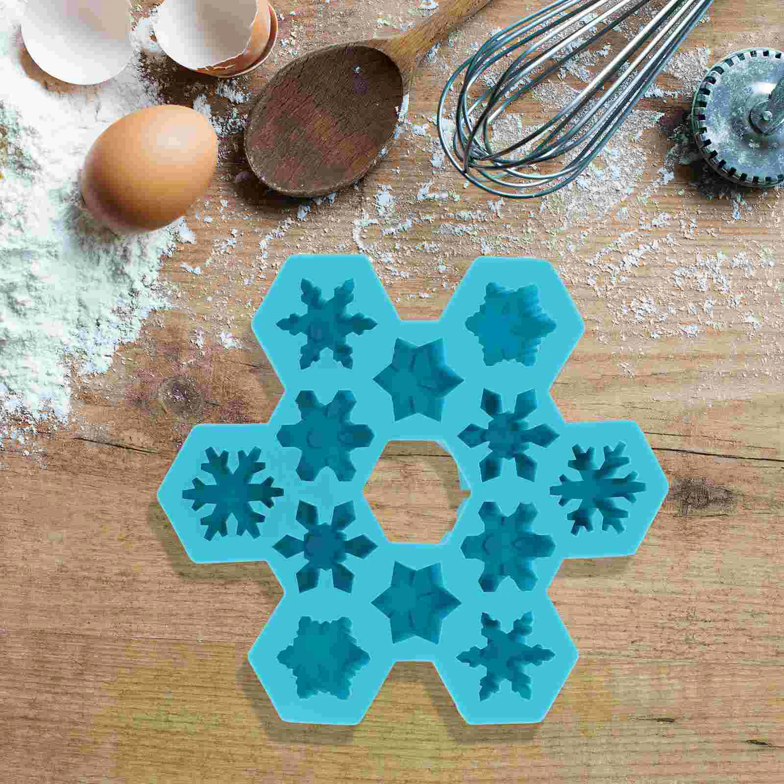 

2 Pcs 12 Grids Silicone Ice Cube Trays Snowflake Shaped Chocolate DIY Mould Cupcake Dessert Baking Mold (Sky-blue)