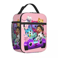 Gabbys Dollhouse Insulated Lunch Bags Cooler Bag Reusable Lunch Container Cute Cartoon Girl Large Tote Lunch Box for Men Women