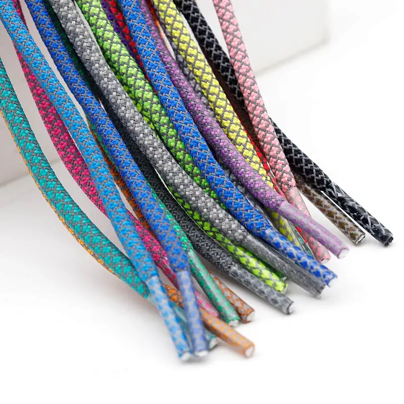 Colorful Round Laces 3M Reflective Stripe Solid Laces 25 Colors Wear-resistant High Quality Laces Mass Customization Custom Lace