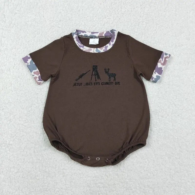 X11.12 جودة عالية براون صيد الغزلان يسوع الحب هذا البلد الصبي رومبير الملابس الغربية بذلة للطفل الصبي