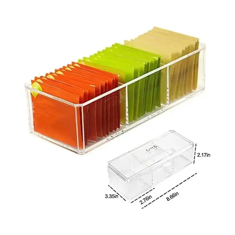 ABFU-5X Acrylic Tea Container Storage Box Used In Kitchen Cabinet And Pantry Holder For Tea Bags, Packets