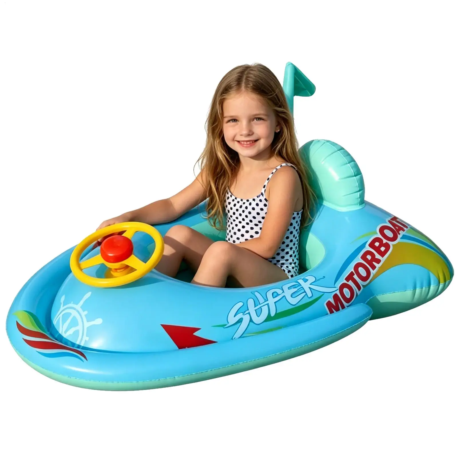 

Cute Kids Inflatable Boat Swim Float Ring, Portable Inflatable Fun Ring For Lake Beach River Dock Summer Party Surfing Water