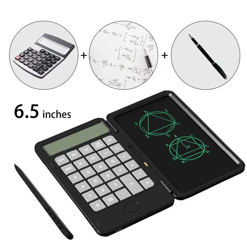 6.5 Inches Electronic Memo Pad Calculator with Calculator 12 Digits Simple Calculator Multi-functional Digital Memo Learning