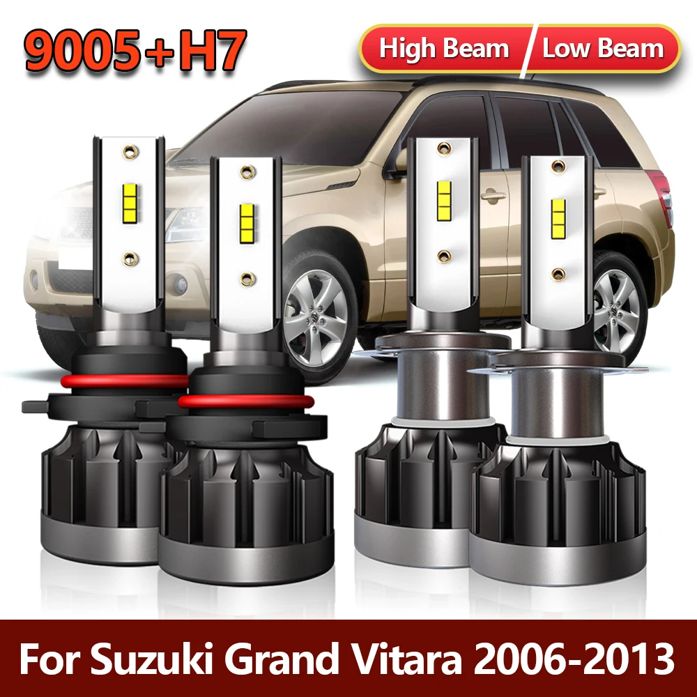 

4x LED Headlight Bulb 9005 H7 High Low Combo CSP Bright Lamp Kit For Suzuki Grand Vitara 2006 2007 2008 2009 2010 2011 2012 2013