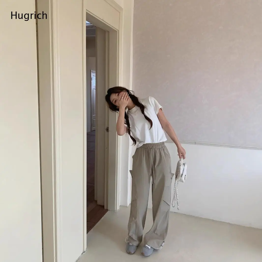 Women's High Waist Wide Leg Cargo Pants with Multiple Pockets - Loose Fit Casual Trousers for Streetwear and Daily Outfits