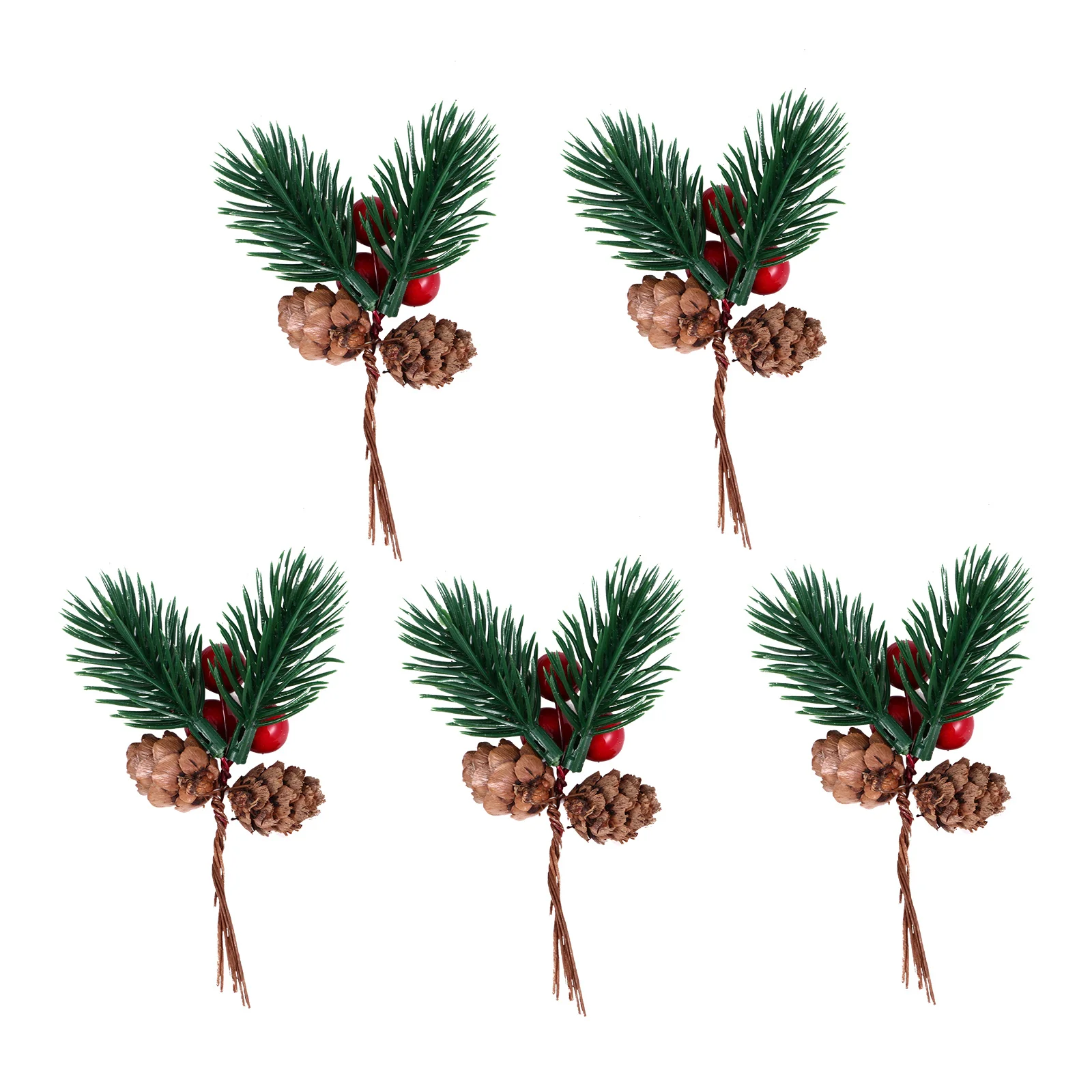 

5Pcs Christmas Pine Picks Artificial Pine Cones Berries Decoration for Tree Wreath Home Holiday Party Supplies Festive Ornament
