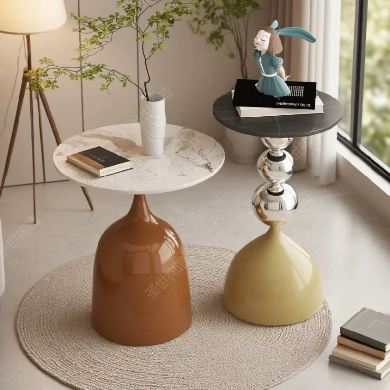 Luxury Design End Table Round Glass Funky Corner Small Tables Living Room Minimalist Couchtisch Rund Living Rooms Furniture