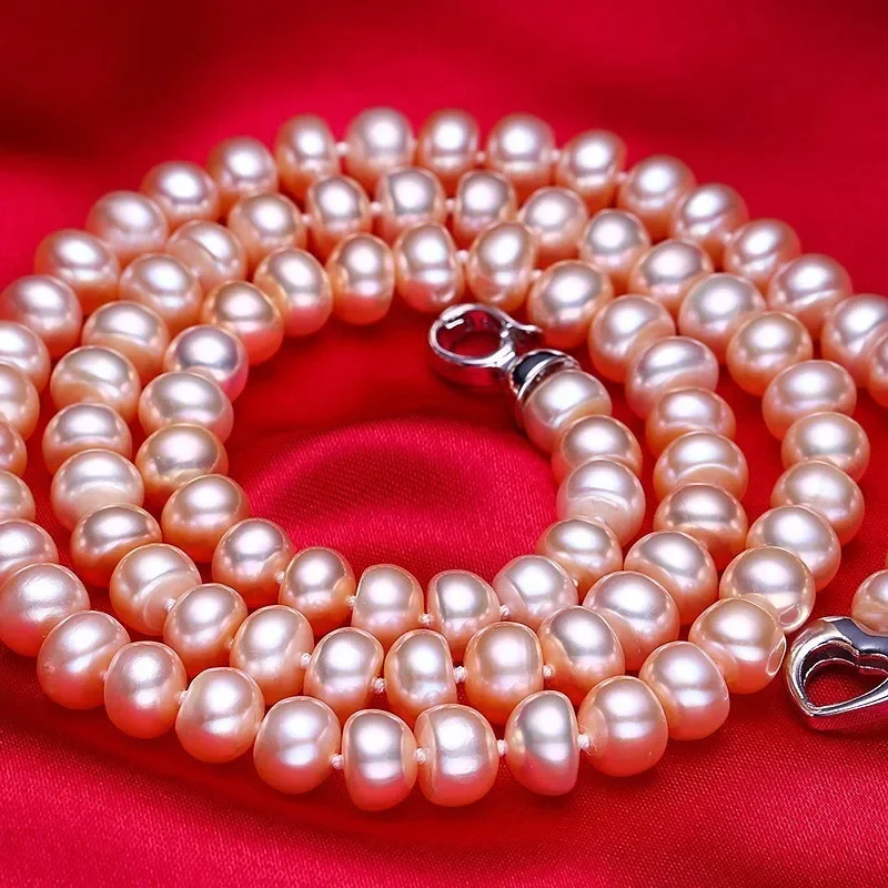 Amazing Price White Natural Women Freshwater Pearl Necklace,925 Sterling Silver Necklace,Fashion Beads Jewelry,45cm Length