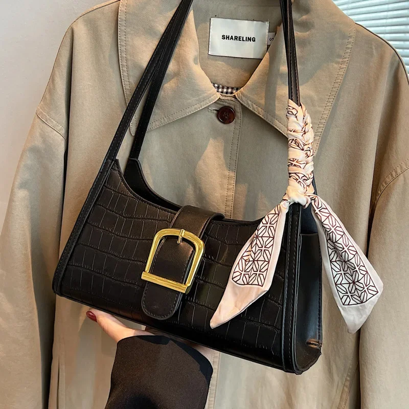 Fashion Baguette Bags Luxury Designer Shoulder Bags for Women Retro Stone Pattern Underarm Bag Ladies Handbags Shopping Bags