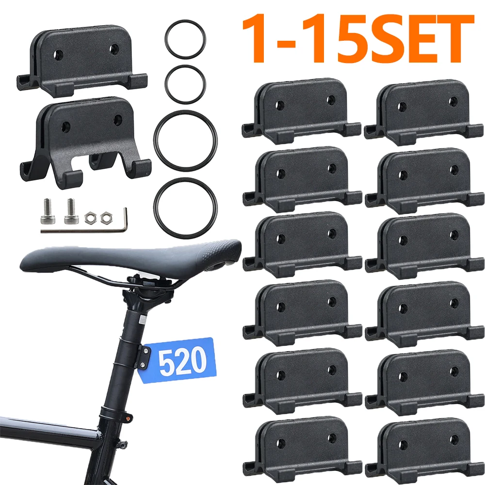 1-15set Rear License Number Seatpost Quick Release Bicycle Seatpost Holder Round Road Bike Number Plate Stand Clamp for MTB Bike