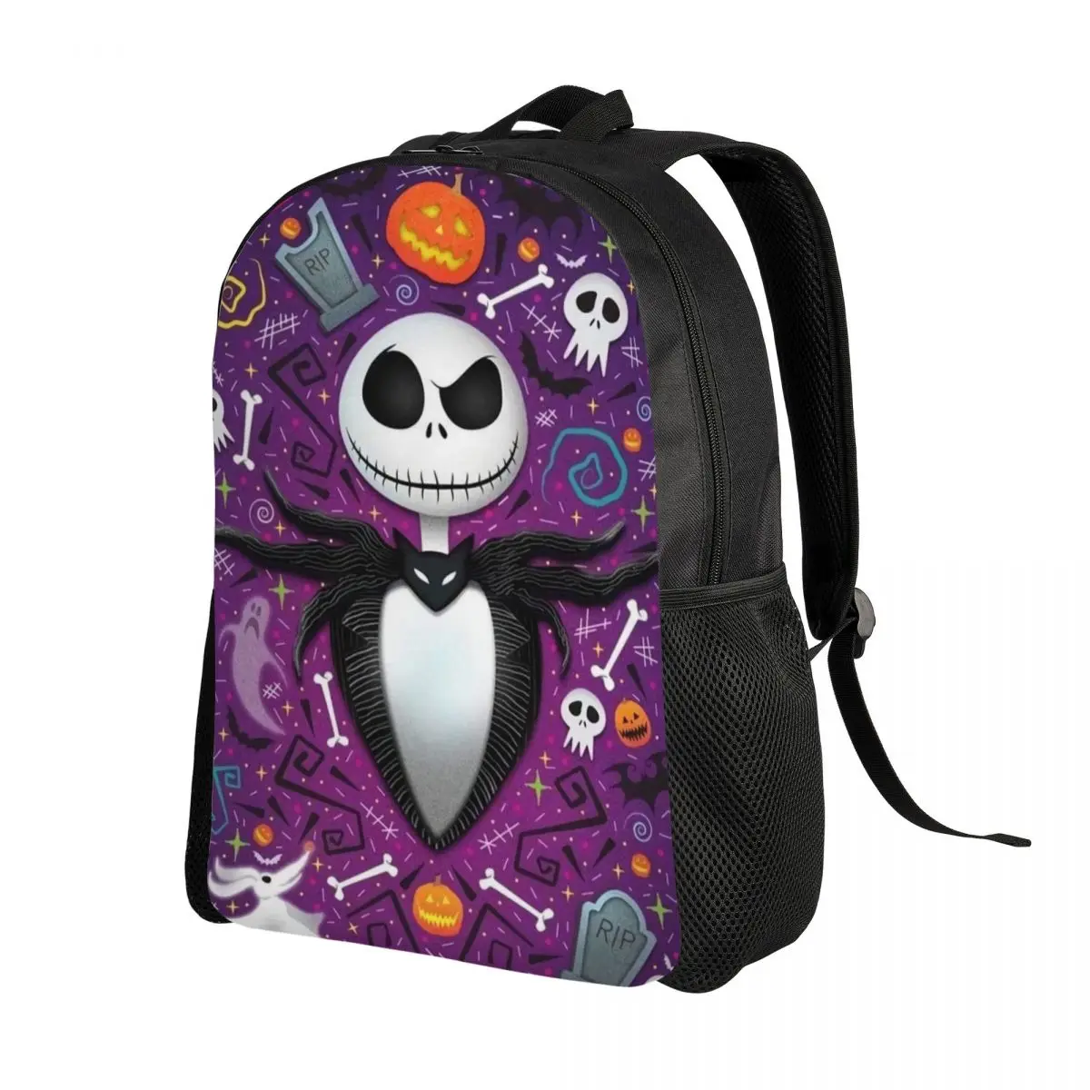 Custom Nightmare Before Christmas Laptop Backpack Men Women Basic Bookbag School College Students Jack Skellington Pumpkin Bag