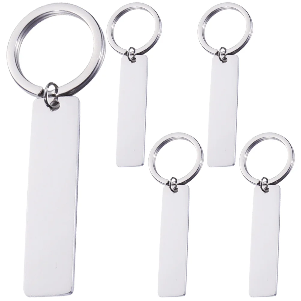 

5pcs Stainless Steel Keychain Rings Blank Keychains for Car Keys DIY Unfinished Rectangle Key Ring Supply Hanging Tags