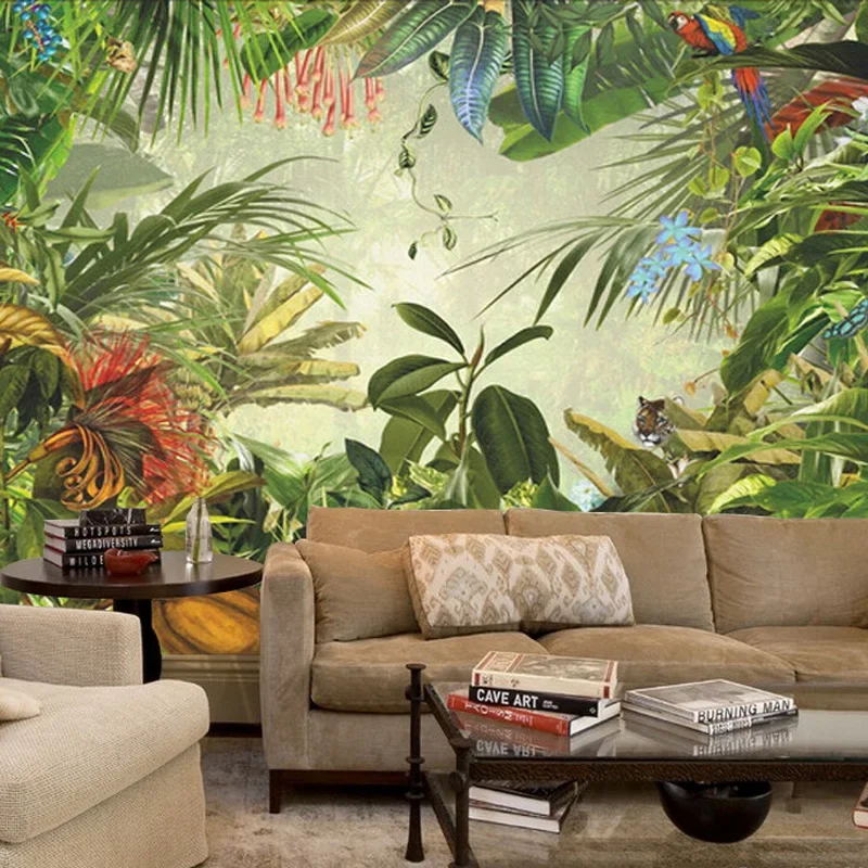 Custom 3D Stereo Tropical Rainforest Banana Leaf Photo Wallpaper Background Wallpaper Mural Painting Fresco Dining Room TV Mural