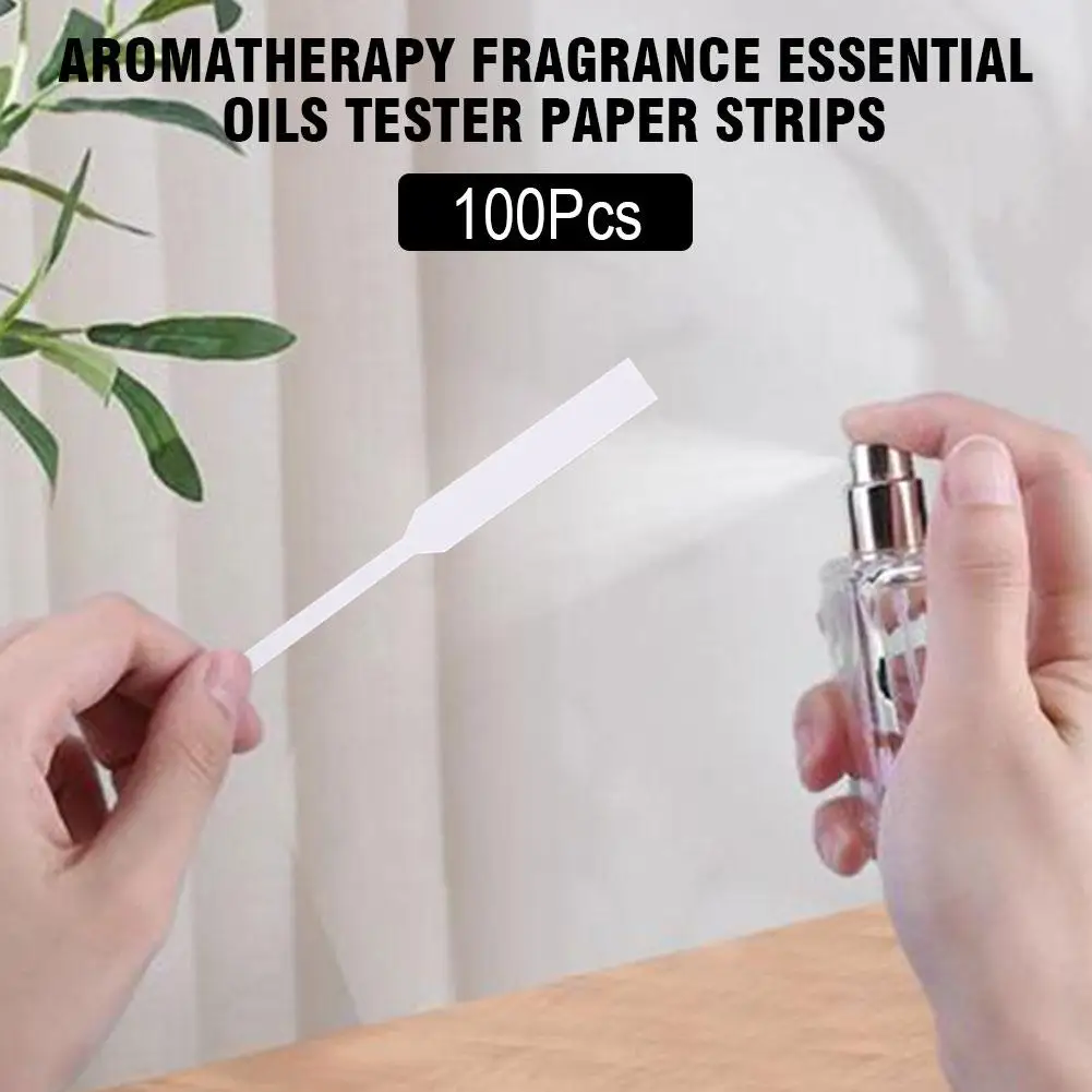 100pcs White Perfume Test Paper Disposable Aromatherapy Fragrance Essential Oil Testing Strip Strong Water Absorption Thickening
