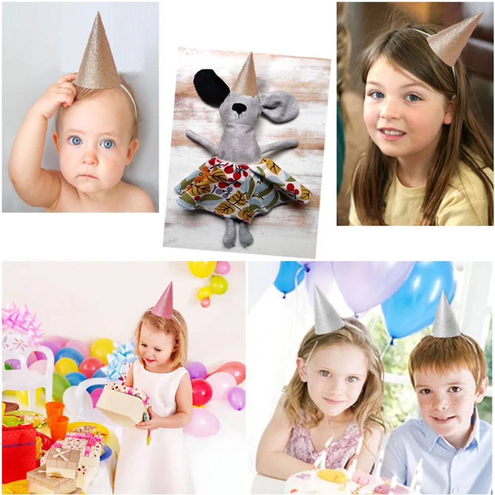 

12PCS Birthday Hat Cone naments Kids Prince Crown Toddler Baby Crowning Glitter Wedding Celebration Party