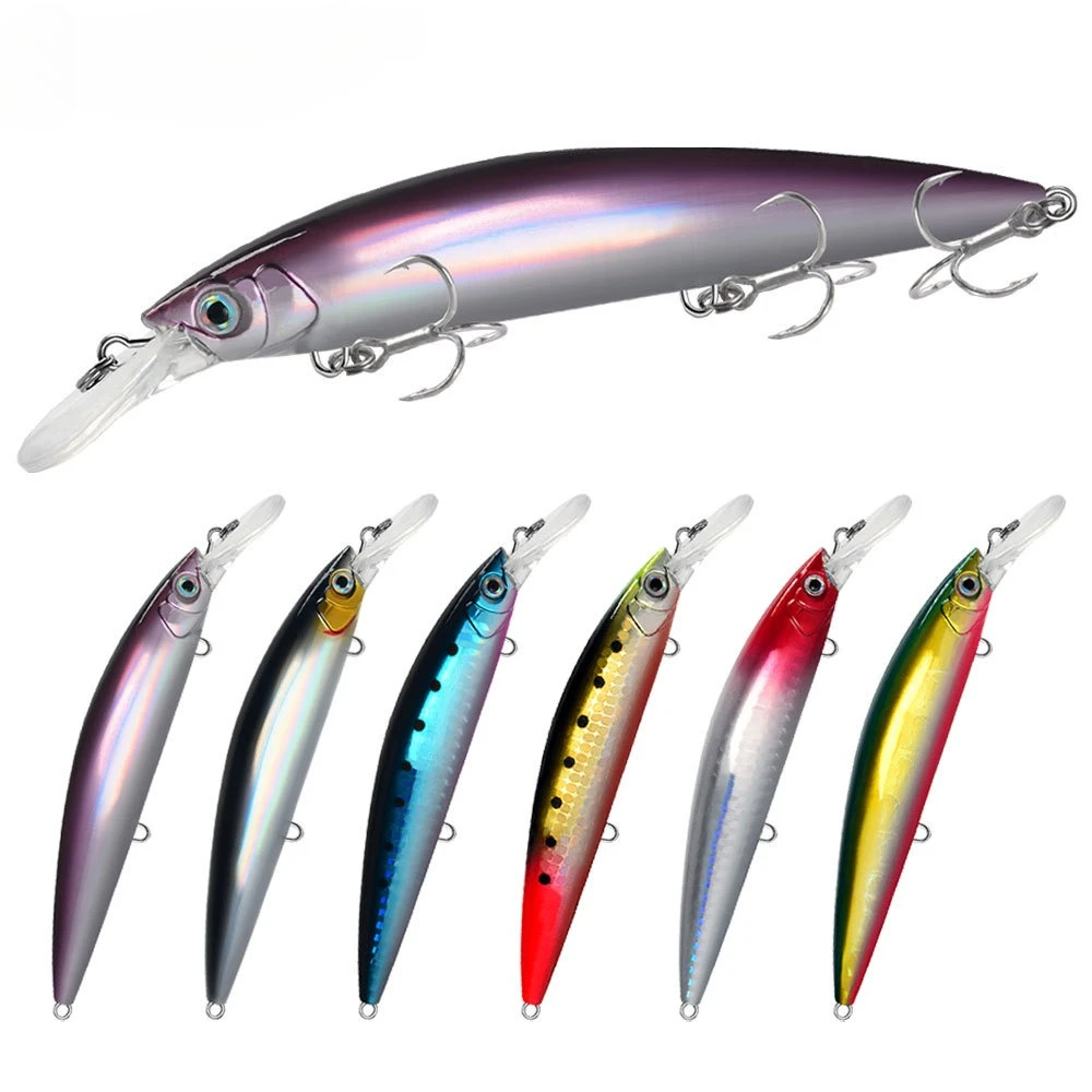 

13cm 37.5g Long Cast Sinking Minnow Bionic Lure for Sea Bass Spanish Mackerel Pike Fishing with Premium Hooks