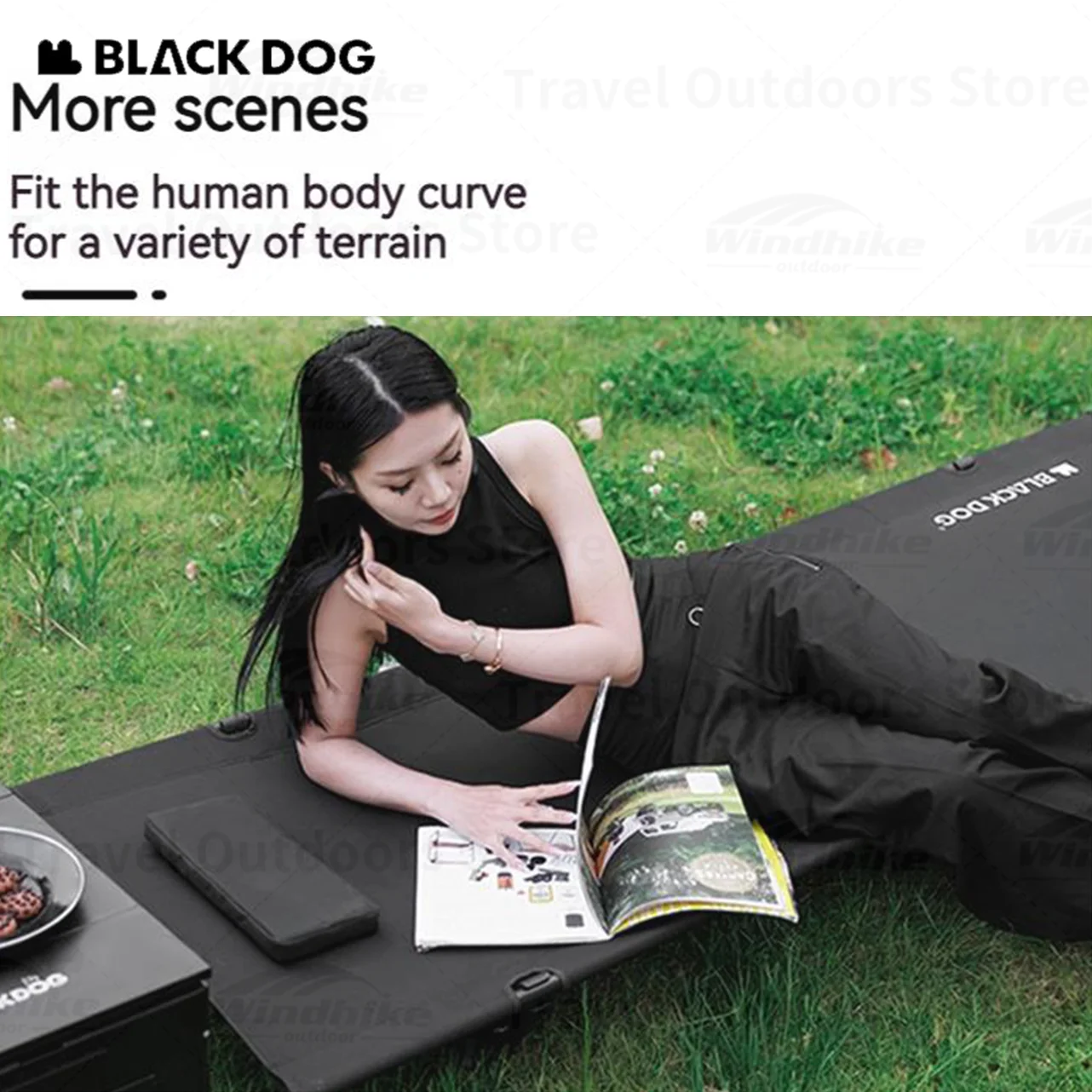 Imagem -02 - Naturehike Blackdog Folding Cama Acampamento ao ar Livre Portátil Liga de Alumínio Único Alto e Baixo Duplo Uso Mais Largo 70cm Mais Largo