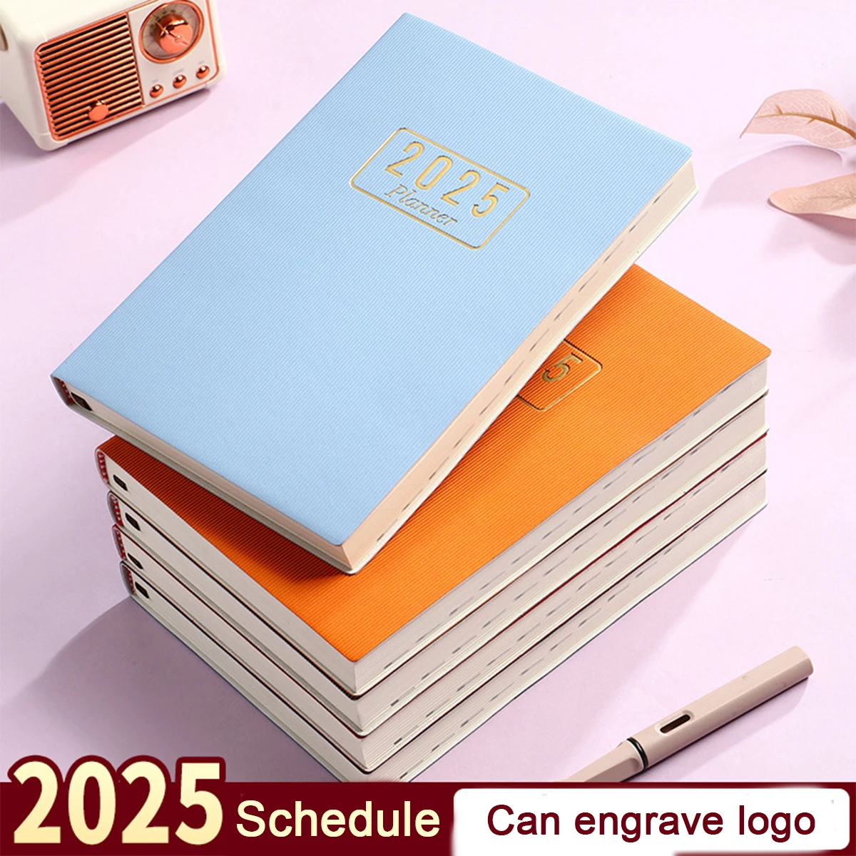 (로고 각인 가능) 2025 영어 스케쥴 북, A5 공부 계획서, 일기, 메모, 업무 회의록 메모장, 노트북