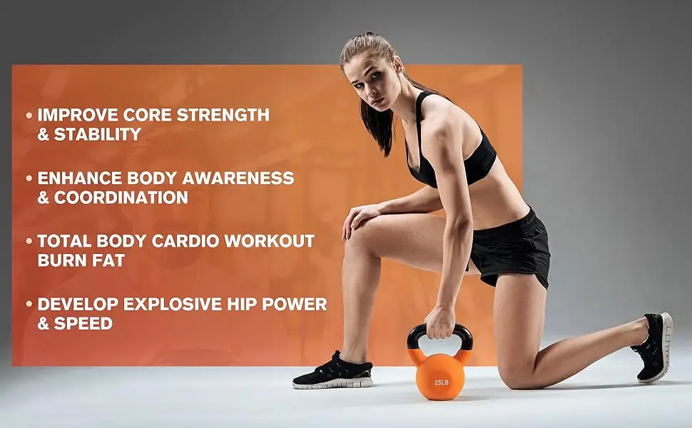 Neoprene Coated Solid Cast Iron Kettlebell