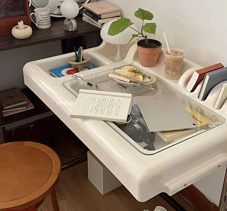 Classic cream-style office computer desk, home bedroom makeup storage desk