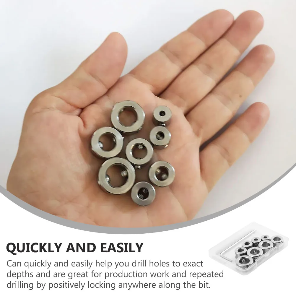 

8pcs Drill Depth Stop Collar 304 Stainless Drill Bit Positioner Steel Depth Stop Collar Positioner for Woodworking Tool Parts