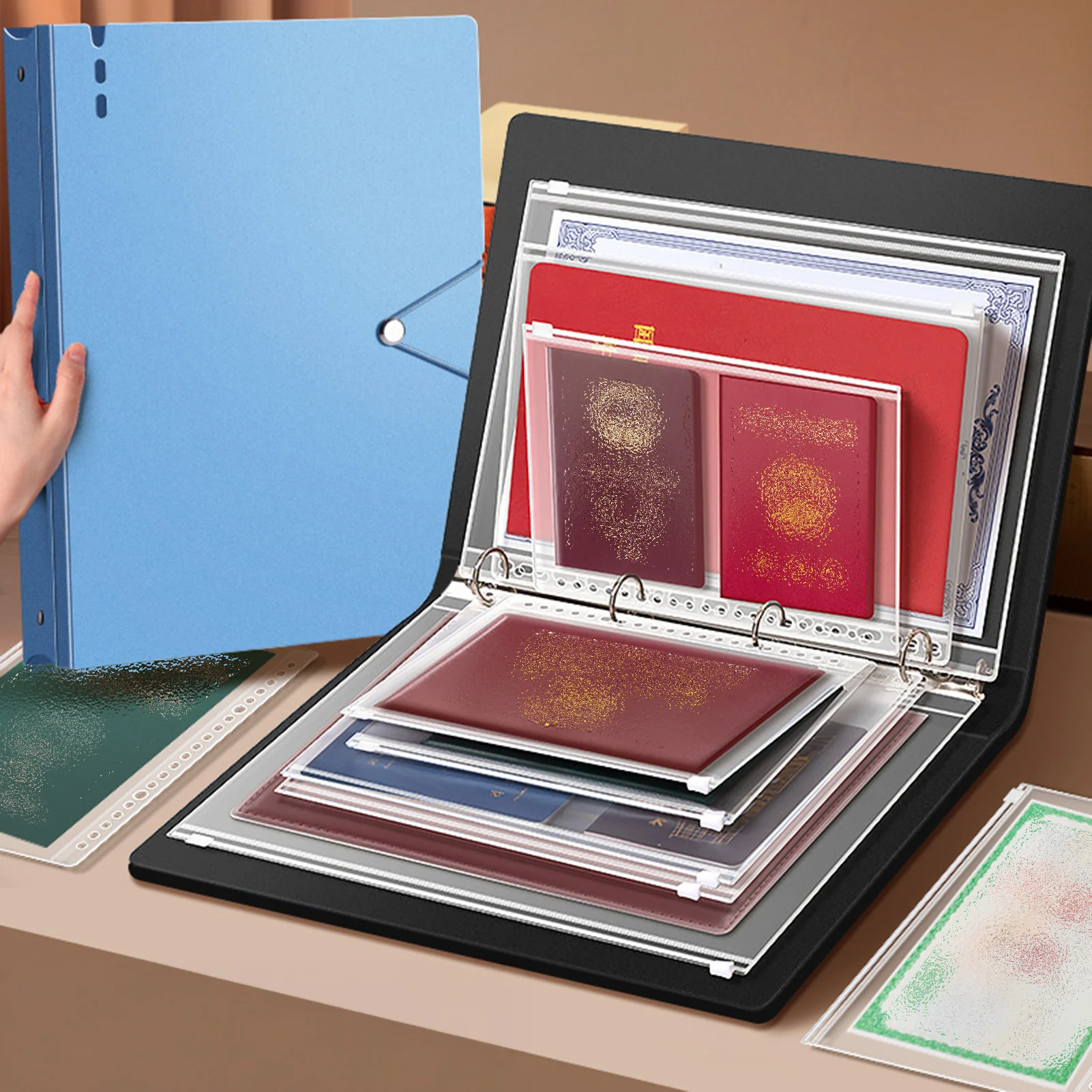 

Family Document Organizer PP A4 B5 Sheet Protector File Folder with Clear Pocket for Certificates Contracts and House Deeds