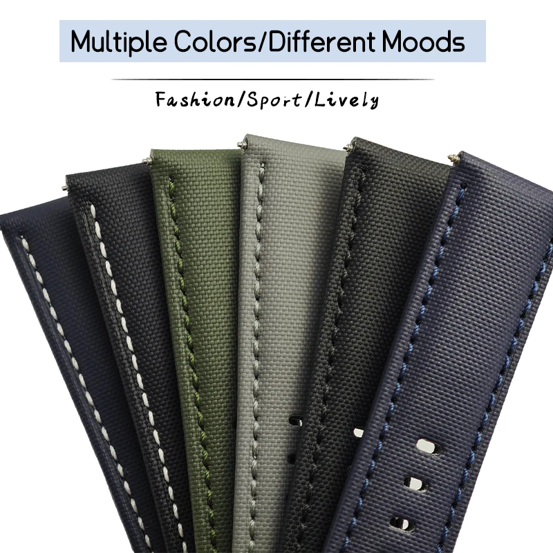 Canvas Nylon Watch Strap 22mm 24mm 26mm For Panerai LUMINOR DUE 1950 SUBMERSIBLE PAM Blue Green Black Soft Cowhide Watchband Men