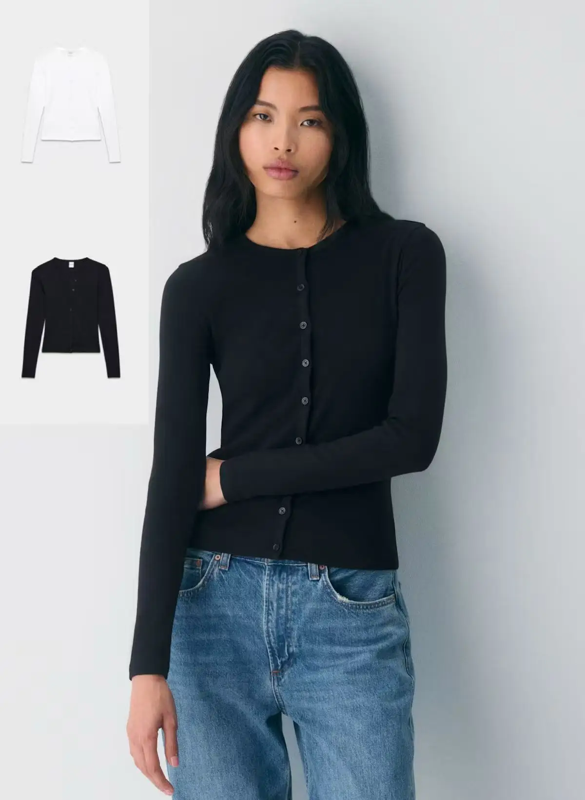 

Aritzia HomeStretch Round Neck Slim Fit Stretch Rib Long Sleeve T-Shirt for Women