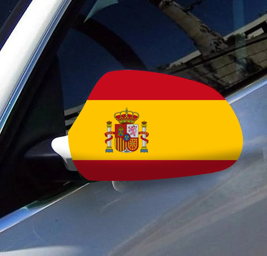 Directly Delivery 2 Pcs Free Size Four-way stretch fabric Spain Spanish Flags Car Mirror Cover