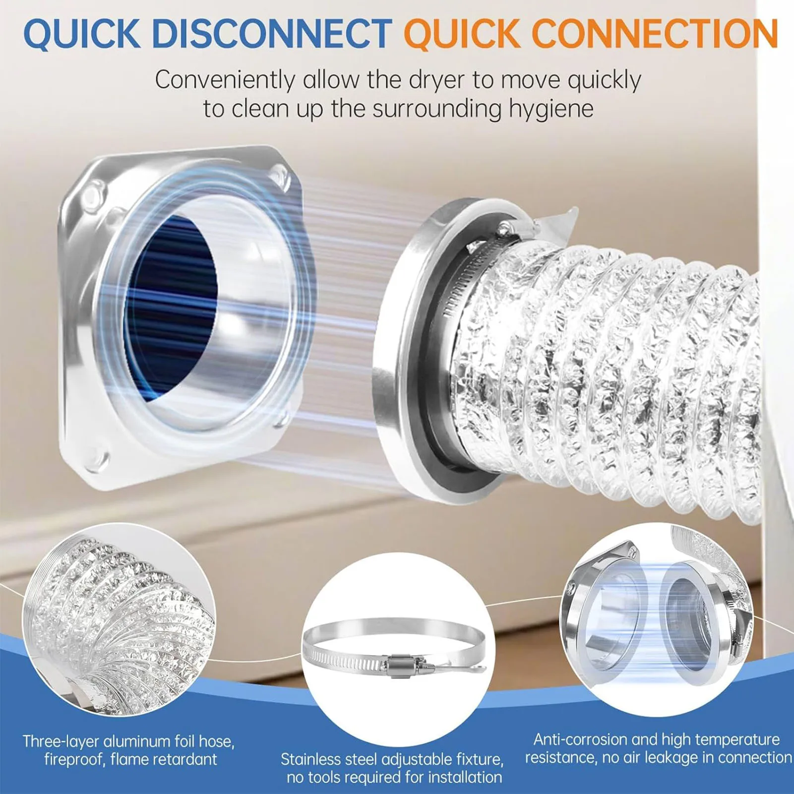 Airtight  Dryer Ventilation Port Exhaust Connector Kit Magnet Dryer Vent Coupling Magnet Dryer Vent Coupling Self Alignment