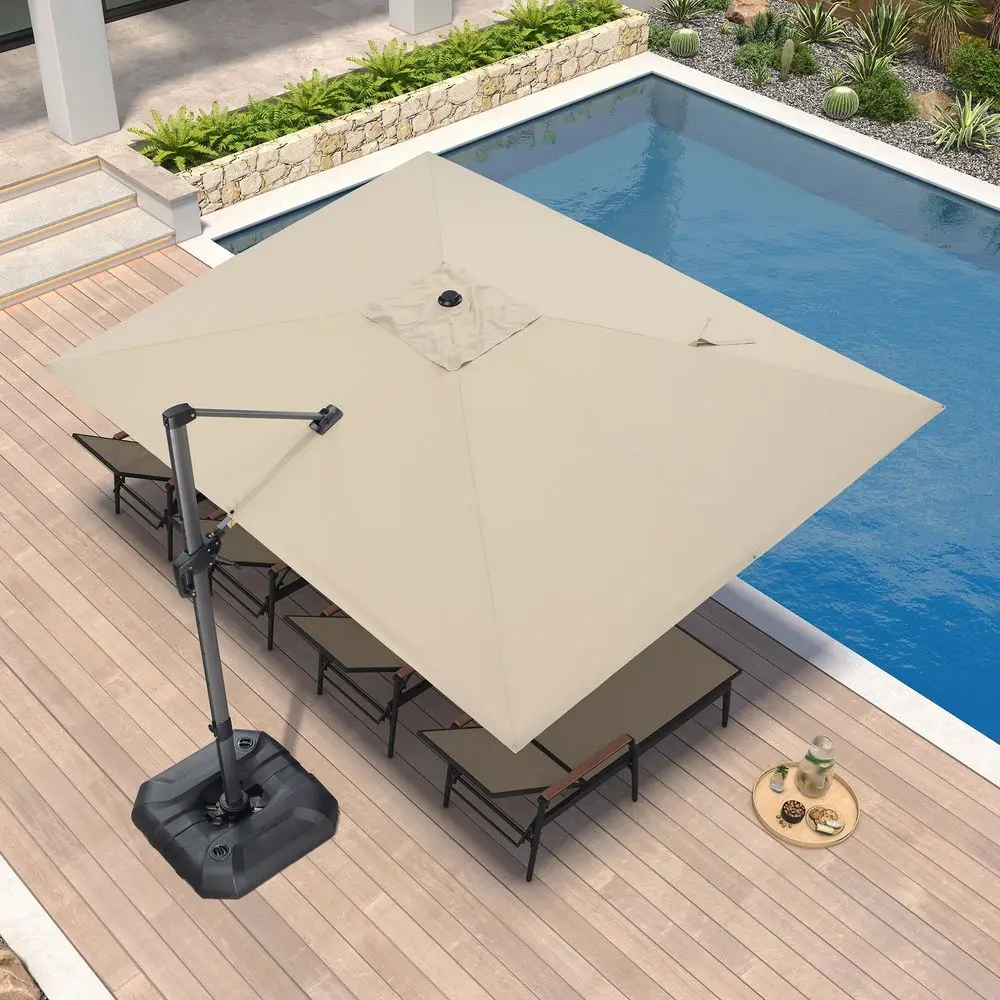 

9 X 11.5 Patio Umbrella Outdoor Cantilever Rectangle Umbrella Aluminum Offset Umbrella with 360degree Rotation for Garden Deck
